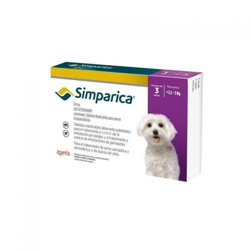 SIMPARICA ANTIPARASITARIO PARA PERROS. 10 mg. (De 2.5 a 5 Kg)